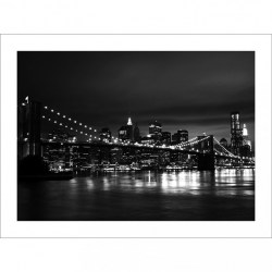 Постер Бруклинский мост фото черно-белая бумага сатин